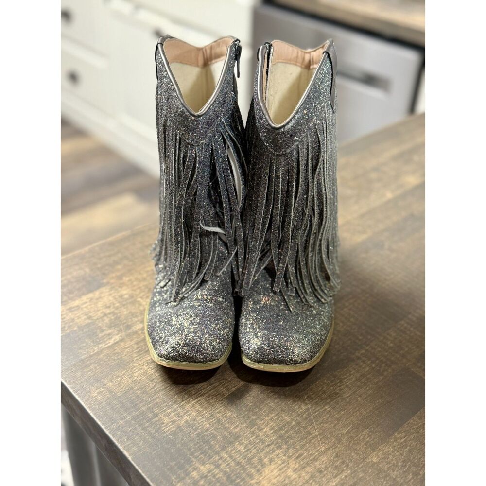 GIRLS SPARKLE FRINGE COWGIRL BOOTS